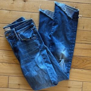 MOTHER High-Rise Distressed Blue Denim Jeans the SOLD OUT RASCAL FLIP